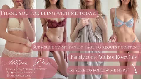 Addison Rose  I am currently away for the holiday weekend. Streams start again on 1242024. Enjoy the holiday online show from January 2025 06:02:01 AM