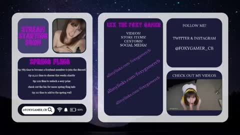 Snapshot of foxy_gamer chatting on May 2026 01:36:02 AM Lex Vive foxygamer cb online show from May 2026 01:36:02 AM