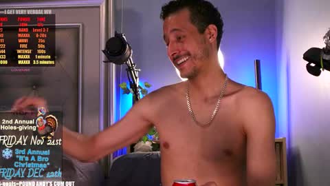 Snapshot of prosbate chatting on November 2025 01:37:01 AM Andy Conda ITS A BRO CHRISTMAS PARTY FRIDAY DECEMBER 13TH 9pm est - LATE Mark Your Calendar online show from November 2025 01:37:01 AM