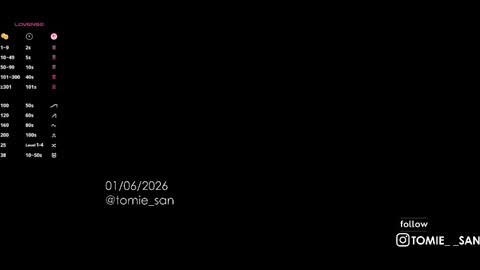 Snapshot of tomie_san chatting on June 2026 10:50:02 AM Tomie online show from June 2026 10:50:02 AM
